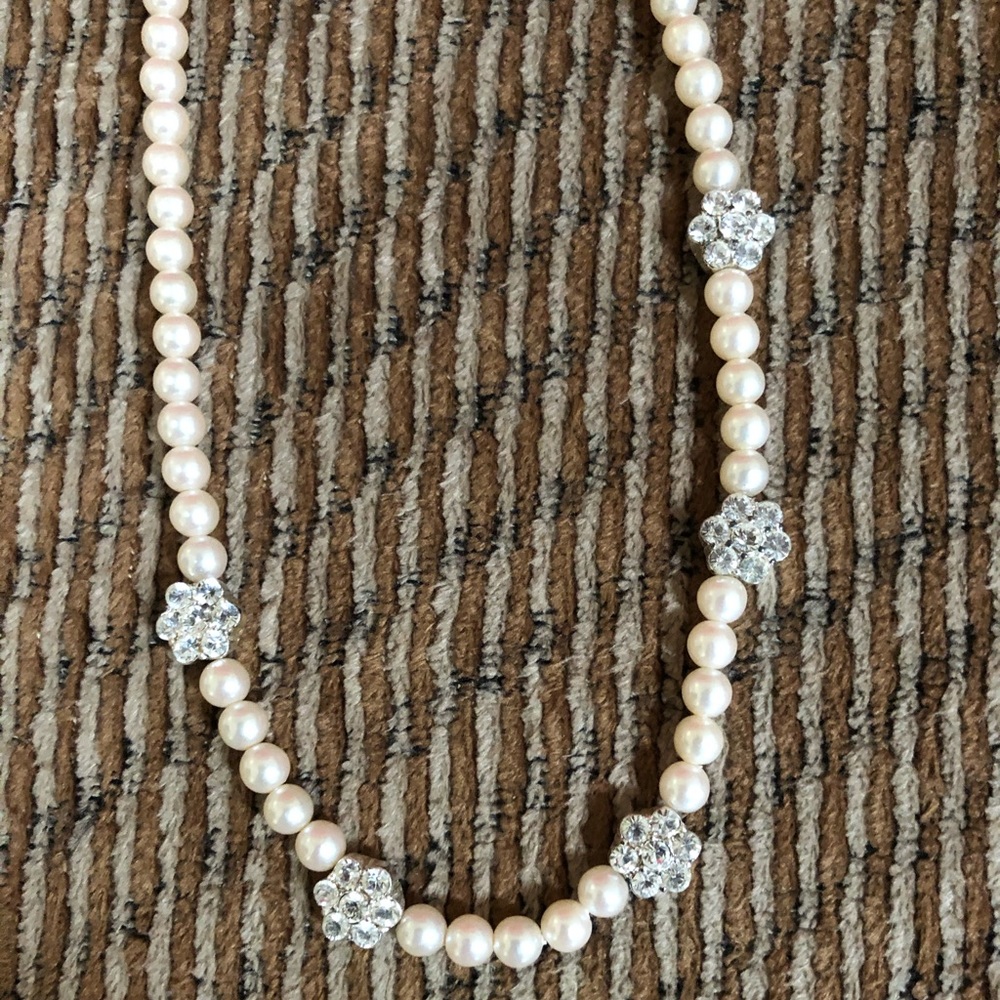 Necklace pearl  flower CZ